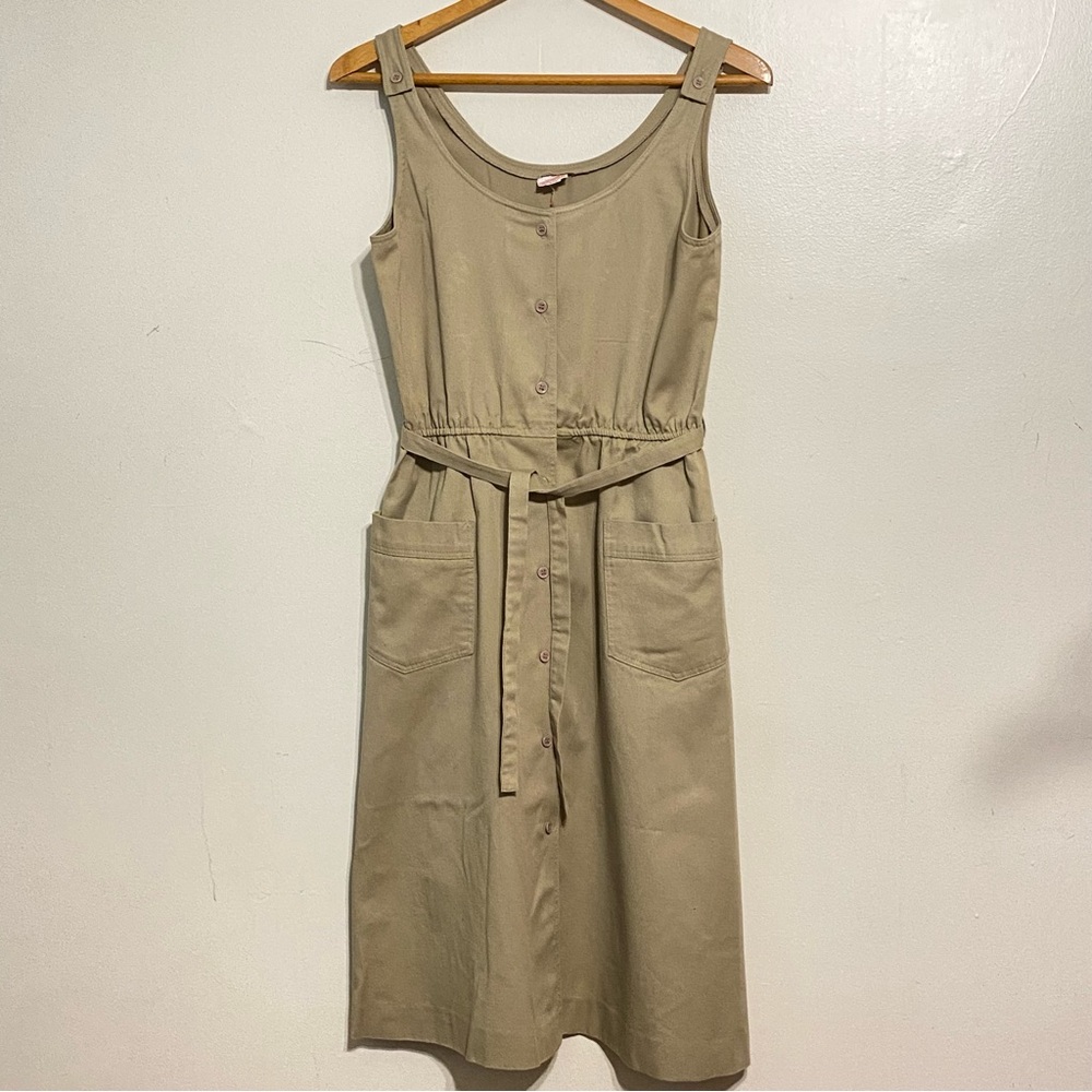 Vintage D.S. Ross Collectibles Khaki Sleeveless Button Front Dress size 7/8